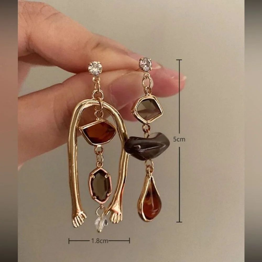 Rhinestone Decor Geometric & Water Drop Earrings - Picture 3 of 6